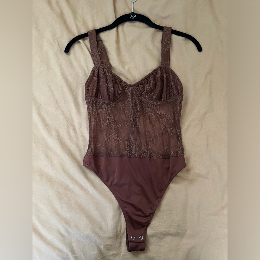 Danielle Bernstein Lace Bodysuit - Brown